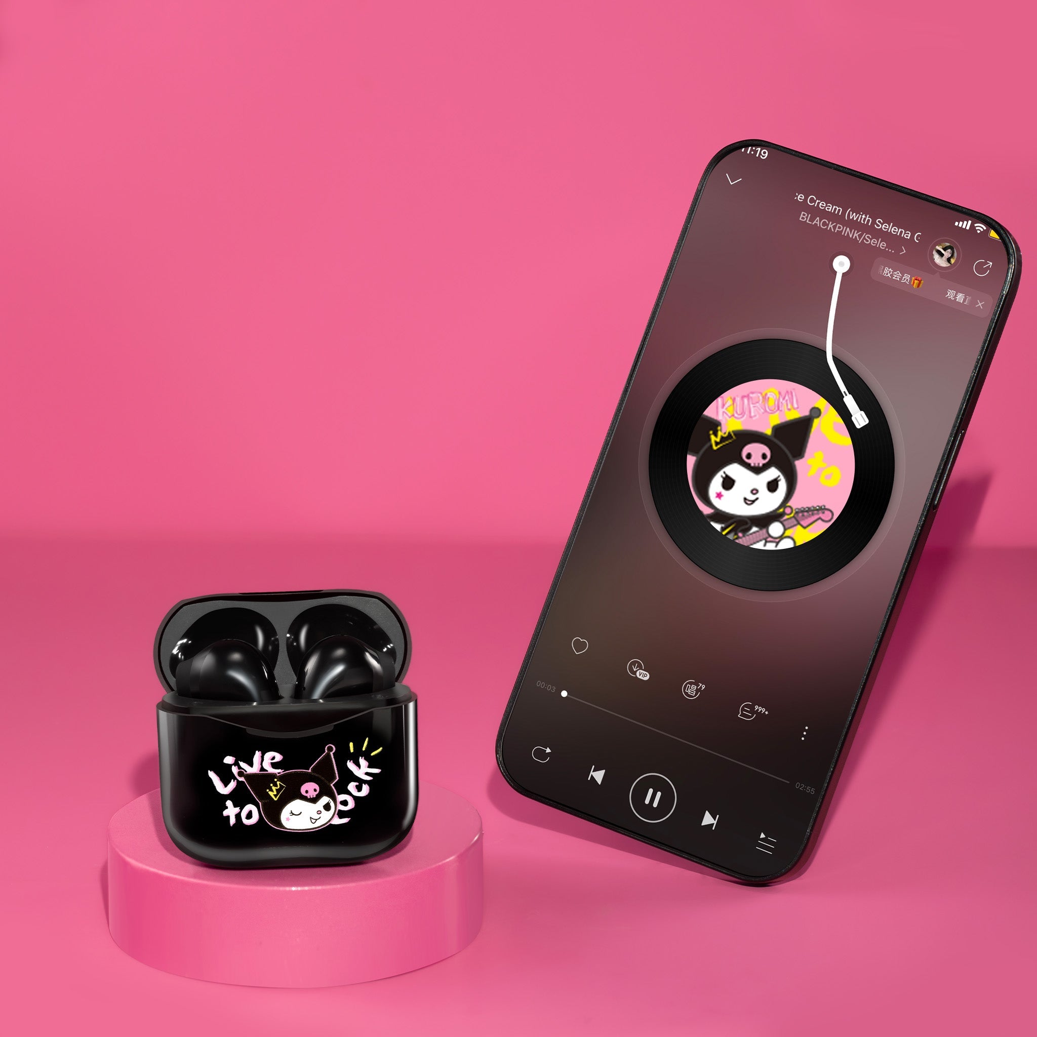 Meromi♡̆̈r MarTUBE®︎ Kuromi Rock Sweetheart Earphone – MarTube